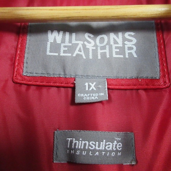 Wilsons Leather Thinsulate Coat Women 1X XL Red Button Front Luxury Genuine 1326 - Picture 5 of 16
